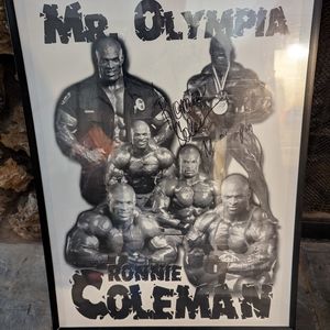 Rare Ronnie Coleman Autographed Mr Olympia Poster Framed